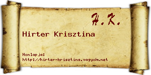 Hirter Krisztina névjegykártya